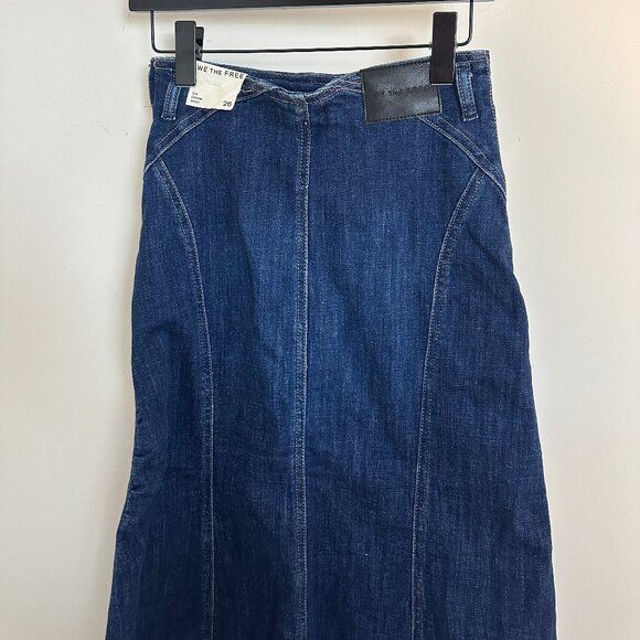 FREE PEOPLE Zia Denim Midi Skirt Size in Wash Bad Habits US 26 NWT - Picture 7 of 13